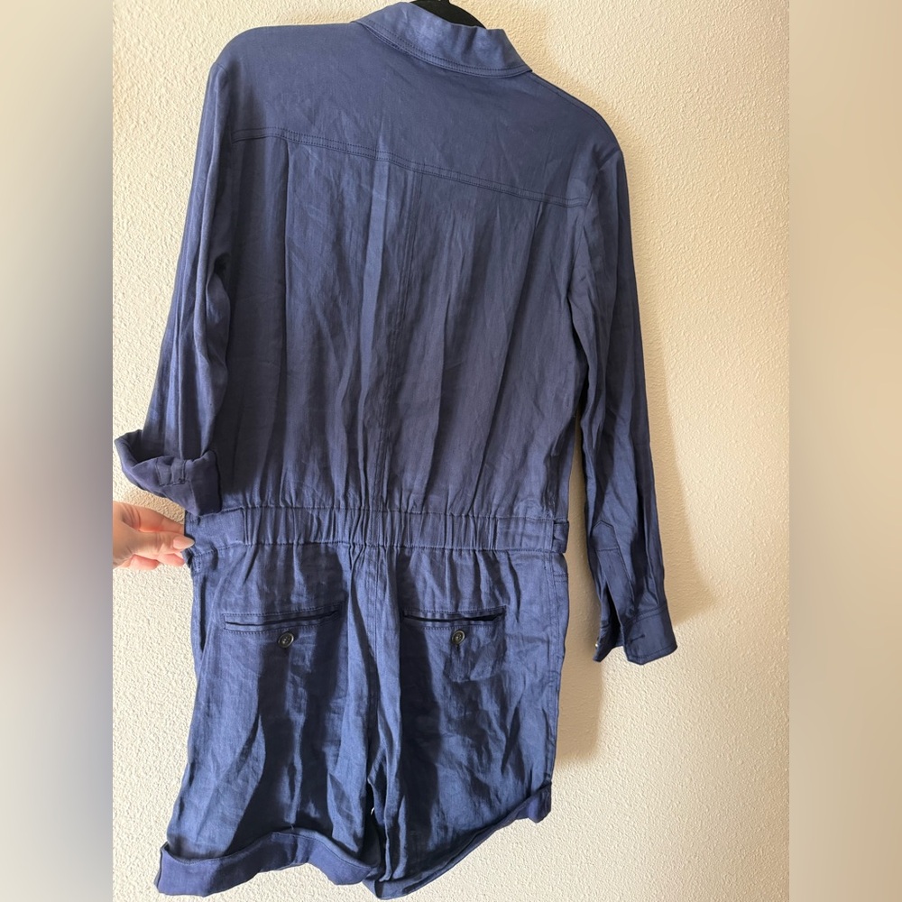 Vince Navy Blue Linen Blend Romper Size 2 - Picture 5 of 5